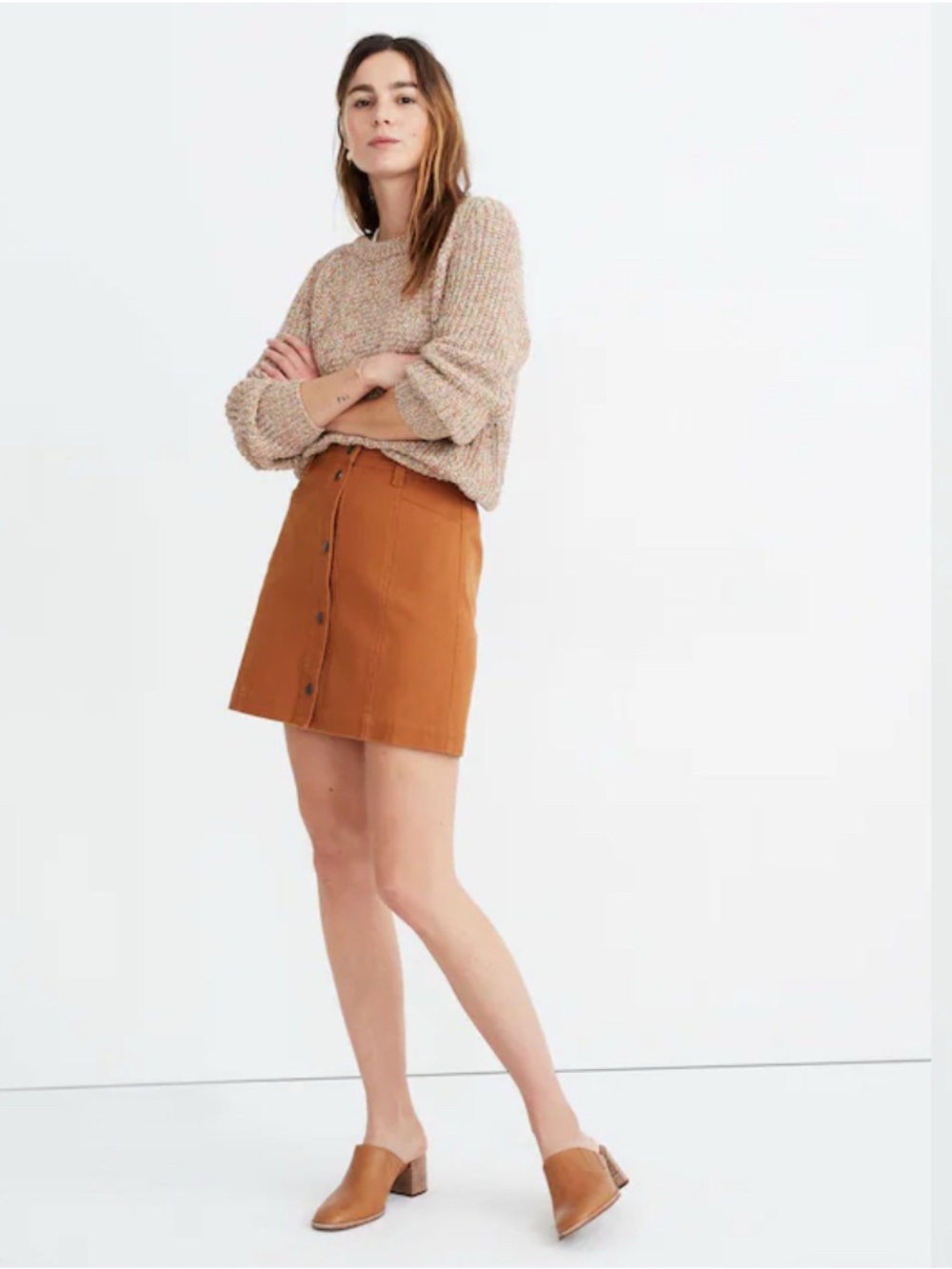Madewell Button-Front A-Line Pocket Mini Skirt Size 10